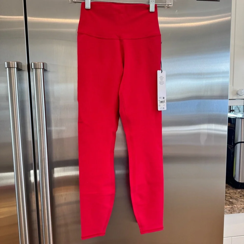 NWT Alo Bold Red Alosoft Leggings High Waisted 7/8 Pants Yoga Workout Brand New